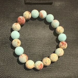Imperial Jasper Beaded Bracelet in Blue and Tan